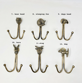 DOUBLE Vintage Antique Brass Animal Iron Wall Hooks